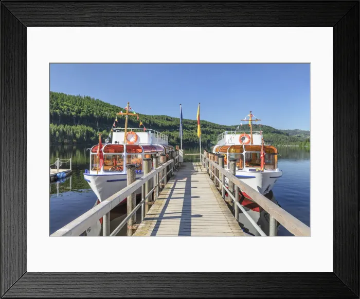 Framed Print : Excursion boats at Titisee lake, Black Forest, Baden-Wurttemberg, Germany Framed Print : Excursion boats at Titisee lake, Black Forest, Baden-Wurttemberg, Germany