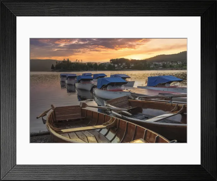 Framed Print : Rowing boats at sunset, Schluchsee Lake, Black Forest, Baden-Wurttemberg, Germany Framed Print : Rowing boats at sunset, Schluchsee Lake, Black Forest, Baden-Wurttemberg, Germany