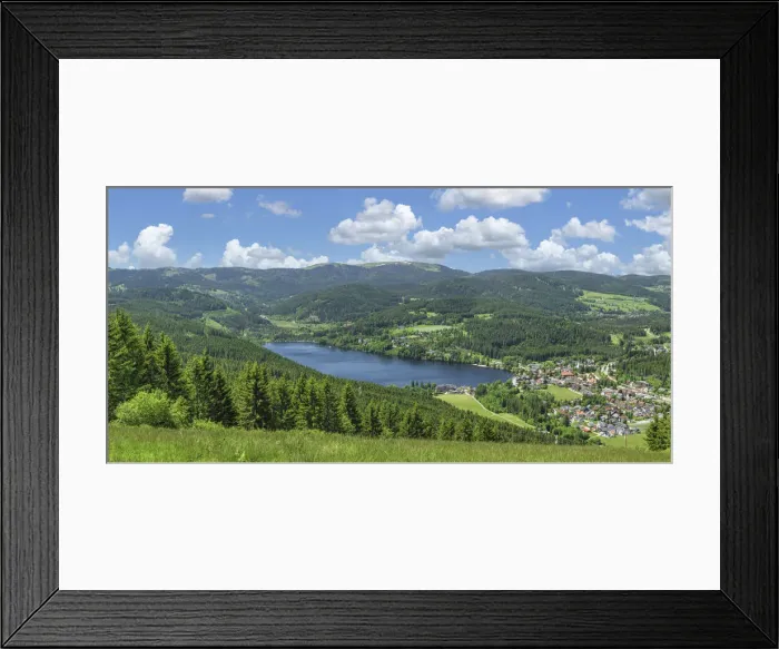 Framed Print : View from Hochfirst mountain over Titisee lake to Feldberg mountain, Black Forest, Baden-Wurttemberg, Germany Framed Print : View from Hochfirst mountain over Titisee lake to Feldberg mountain, Black Forest, Baden-Wurttemberg, Germany