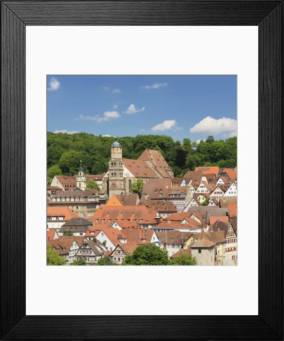 Framed Print : Old town with St. Michael church, Schwabisch Hall, Kochertal valley, Hohenlohe, Baden-Wurttemberg, Germany Framed Print : Old town with St. Michael church, Schwabisch Hall, Kochertal valley, Hohenlohe, Baden-Wurttemberg, Germany
