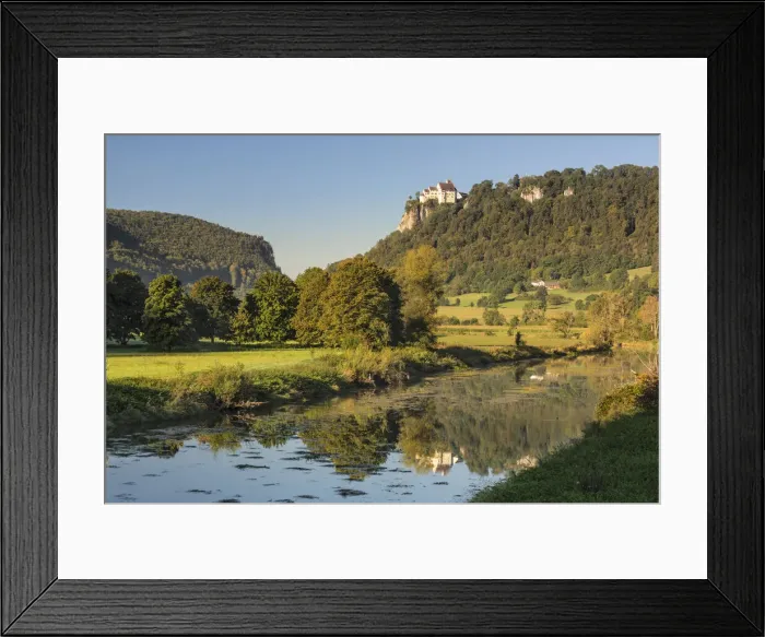 Framed Print : Schloss Werenwag Castle reflecting in Danube River, Hausen an der Donau, Swabian Jura, Baden-Wurttemberg, Germany Framed Print : Schloss Werenwag Castle reflecting in Danube River, Hausen an der Donau, Swabian Jura, Baden-Wurttemberg, Germany