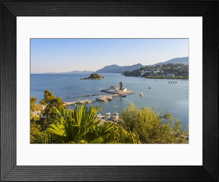 Framed Print : Vlacherna Monastery and the Church of Pantokrator, Corfu, Ionian Islands, Greece Framed Print : Vlacherna Monastery and the Church of Pantokrator, Corfu, Ionian Islands, Greece