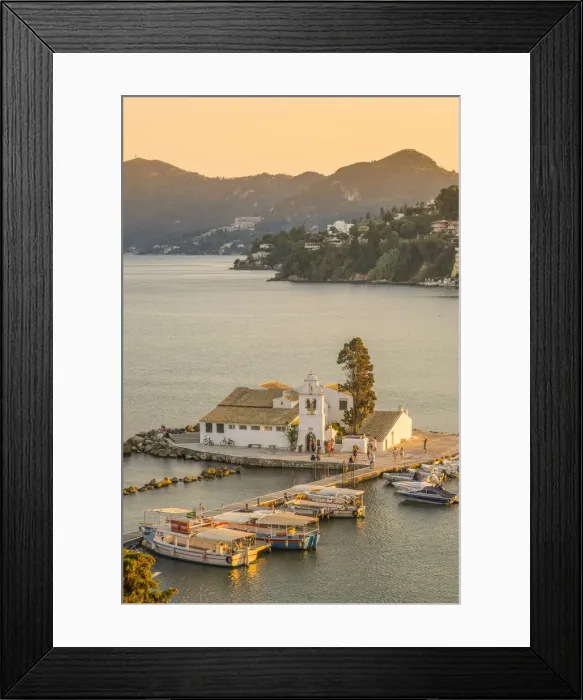 Framed Print : Vlacherna Monastery and the Church of Pantokrator, Corfu, Ionian Islands, Greece Framed Print : Vlacherna Monastery and the Church of Pantokrator, Corfu, Ionian Islands, Greece