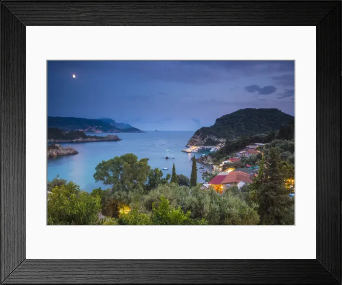 Framed Print : Moonlight over the bay at Palaiokastritsa, Corfu, Ionian Islands, Greece Framed Print : Moonlight over the bay at Palaiokastritsa, Corfu, Ionian Islands, Greece