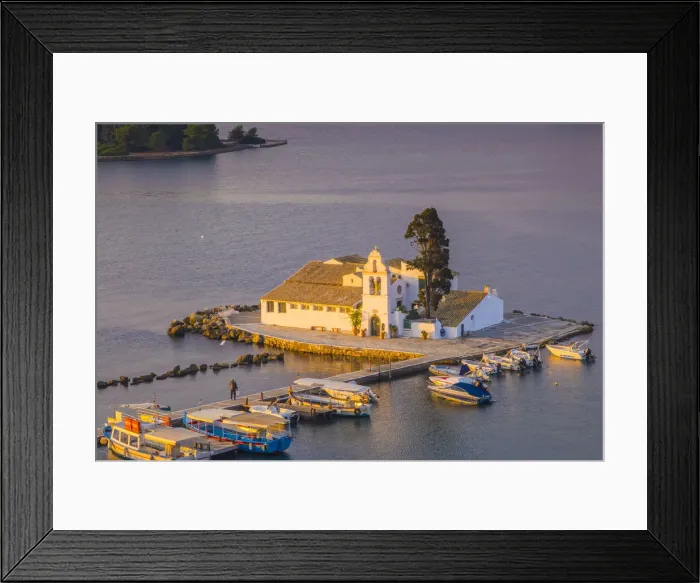 Framed Print : Vlacherna Monastery and the Church of Pantokrator, Corfu, Ionian Islands, Greece Framed Print : Vlacherna Monastery and the Church of Pantokrator, Corfu, Ionian Islands, Greece