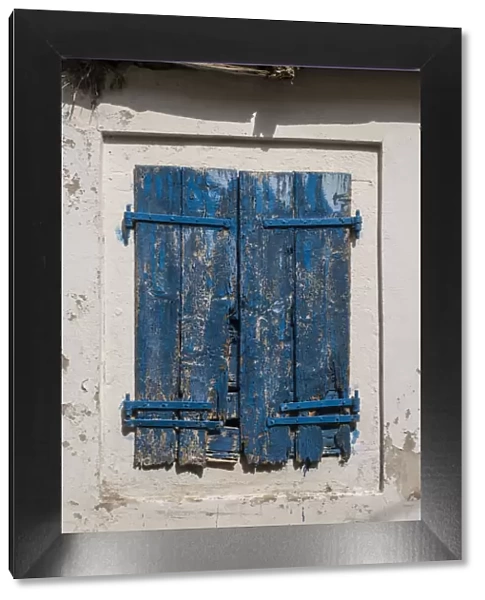 Blue shutter, Lakones, Corfu, Ionian Islands, Greece