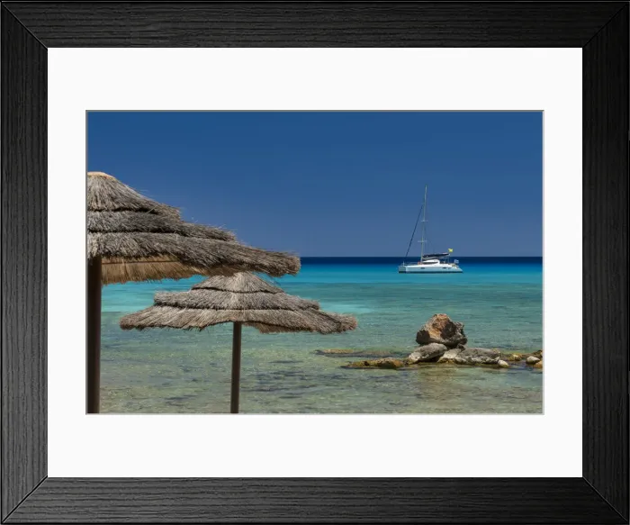 Framed Print : Catamaran in Crystal Clear Blue Water, Rhodes, Dodecanese Islands, Greece Framed Print : Catamaran in Crystal Clear Blue Water, Rhodes, Dodecanese Islands, Greece