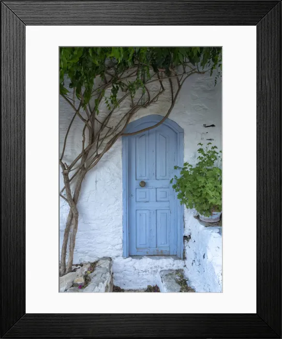 Framed Print : Blue Door, Symi Island, Dodecanese Islands, Greece