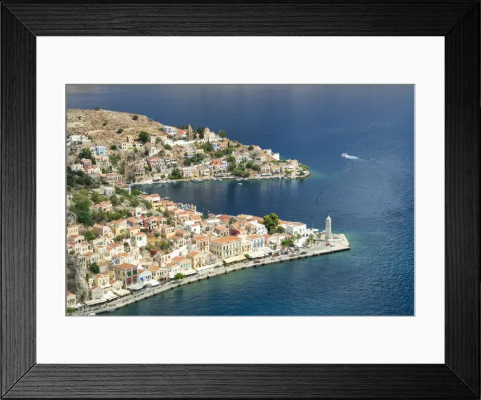Framed Print : View over Gialos Harbour, Symi Island, Dodecanese Islands, Greece Framed Print : View over Gialos Harbour, Symi Island, Dodecanese Islands, Greece