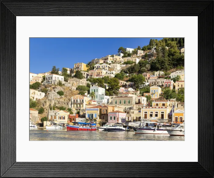 Framed Print : Yachts in Gialos Harbour, Symi Island, Dodecanese Islands, Greece Framed Print : Yachts in Gialos Harbour, Symi Island, Dodecanese Islands, Greece