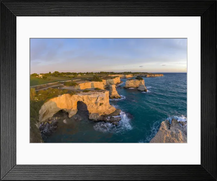 Framed Print : Italy. Apulia (Puglia). Salento, Torre dell Orso, Torre S. Andrea limestone cliffs Framed Print : Italy. Apulia (Puglia). Salento, Torre dell Orso, Torre S. Andrea limestone cliffs