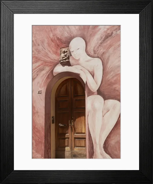 Framed Print : Mural painting on the wall of a house in the medieval village of Dozza, Bologna province