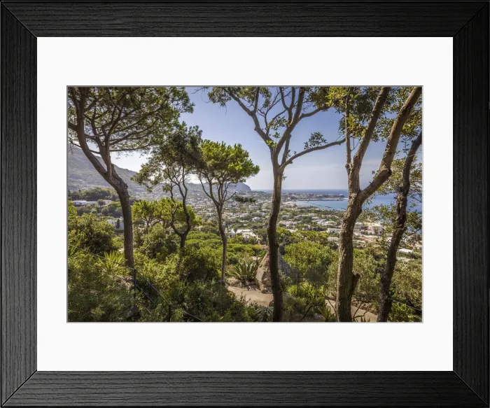 Framed Print : View from La Mortella garden in Forio on San Francesco, Ischia Island, Gulf of Naples Framed Print : View from La Mortella garden in Forio on San Francesco, Ischia Island, Gulf of Naples