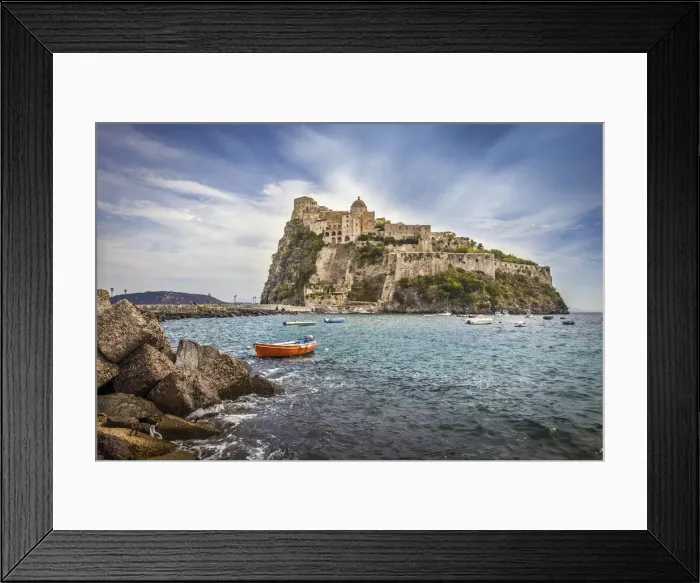 Framed Print : Aragonese Castle in Ischia Ponte, Ischia Island, Gulf of Naples, Campania, Italy Framed Print : Aragonese Castle in Ischia Ponte, Ischia Island, Gulf of Naples, Campania, Italy