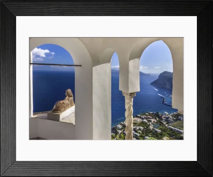 Framed Print : Sphinx in the garden of Villa San Michele, Anacapri, Capri, Gulf of Naples, Campania Framed Print : Sphinx in the garden of Villa San Michele, Anacapri, Capri, Gulf of Naples, Campania