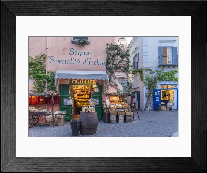 Framed Print : Traditional delicatessen shop in Forio, Ischia Island, Gulf of Naples, Campania, Italy Framed Print : Traditional delicatessen shop in Forio, Ischia Island, Gulf of Naples, Campania, Italy