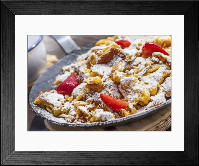 Framed Print : Kaiserschmarrn with strawberries in an iron pan on a mountain hut in Reintal, South Tyrol, Italy Framed Print : Kaiserschmarrn with strawberries in an iron pan on a mountain hut in Reintal, South Tyrol, Italy