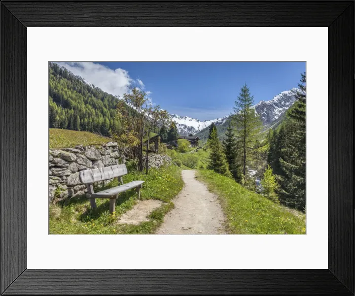 Framed Print : Way of the Cross to the Heilig-Geist Church in Kasern, Hinteres Ahrntal, South Tyrol, Italy