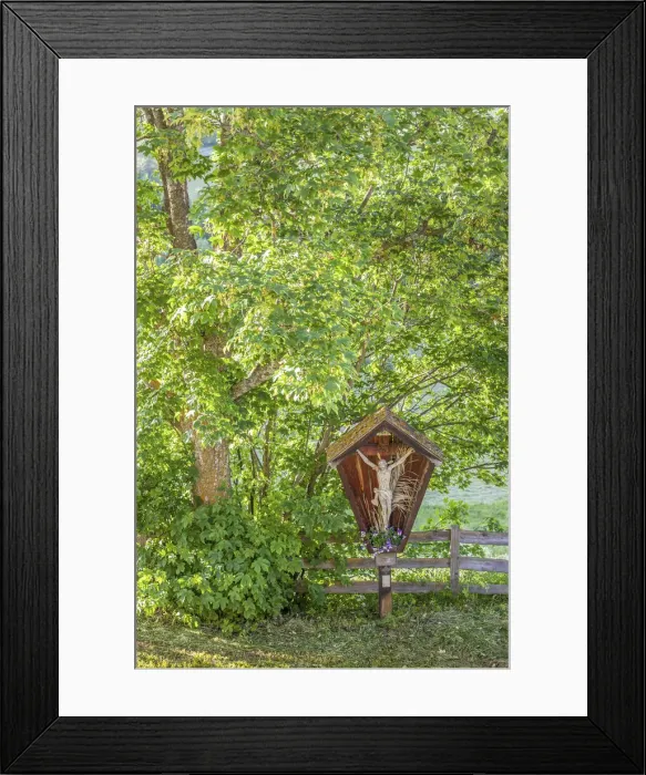 Framed Print : Jesus wayside cross in Lengmoos am Ritten, South Tyrol, Italy Framed Print : Jesus wayside cross in Lengmoos am Ritten, South Tyrol, Italy