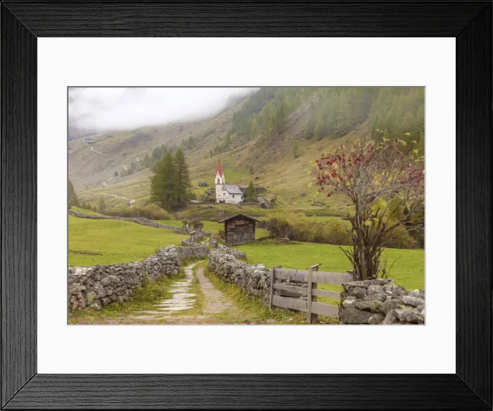 Framed Print : Way of the Cross to the Heilig-Geist Church in Kasern, Hinteres Ahrntal, South Tyrol, Italy Framed Print : Way of the Cross to the Heilig-Geist Church in Kasern, Hinteres Ahrntal, South Tyrol, Italy
