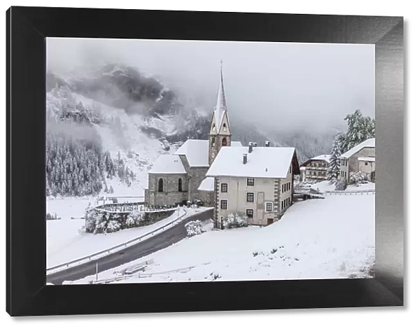 The village of Rein in Taufers in winter, Reintal, South Tyrol, Italy