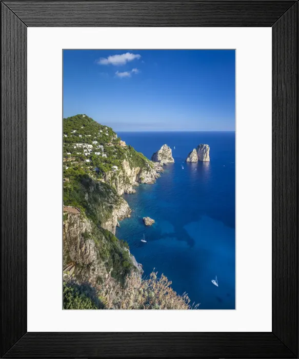 Framed Print : View to the Faraglione Rocks on Capri, Capri Island, Gulf of Naples, Campania, Italy Framed Print : View to the Faraglione Rocks on Capri, Capri Island, Gulf of Naples, Campania, Italy