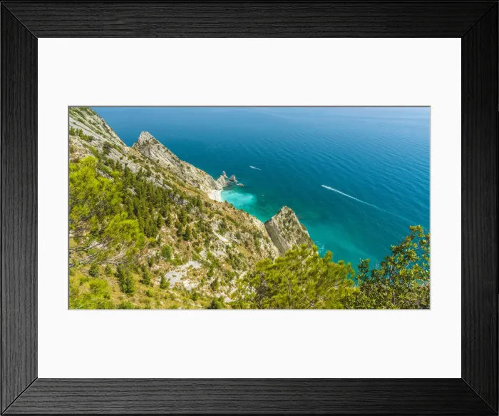 Framed Print : europe, Italy, the Marches. Monte Conero, view towards the spiaggia delle due sorelle Framed Print : europe, Italy, the Marches. Monte Conero, view towards the spiaggia delle due sorelle