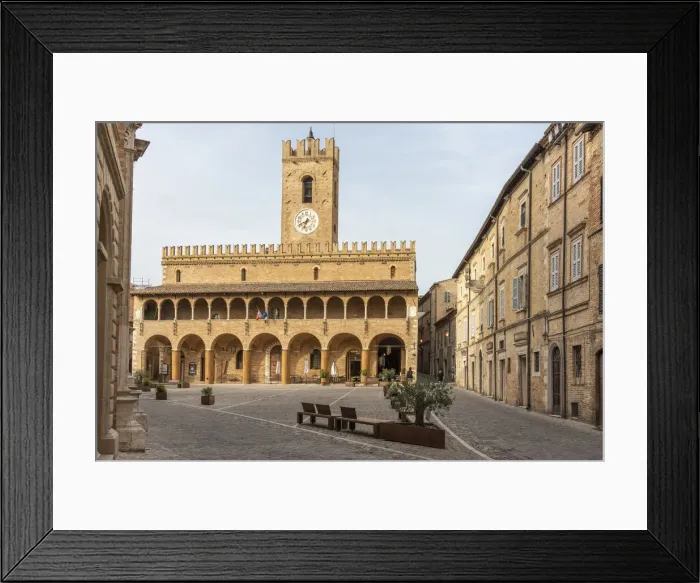 Framed Print : europe, Italy, the Marches. Offida, Piazza del Popolo with view towards the town hall Framed Print : europe, Italy, the Marches. Offida, Piazza del Popolo with view towards the town hall