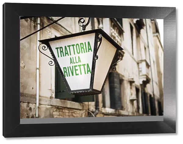 Sign for Trattoria alla Rivetta, Venice, Veneto Province, Italy, Europe