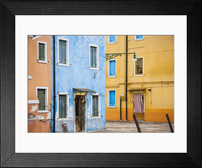 Framed Print : Exterior facades of colourful buildings, Burano, Veneto Province, Italy, Europe Framed Print : Exterior facades of colourful buildings, Burano, Veneto Province, Italy, Europe