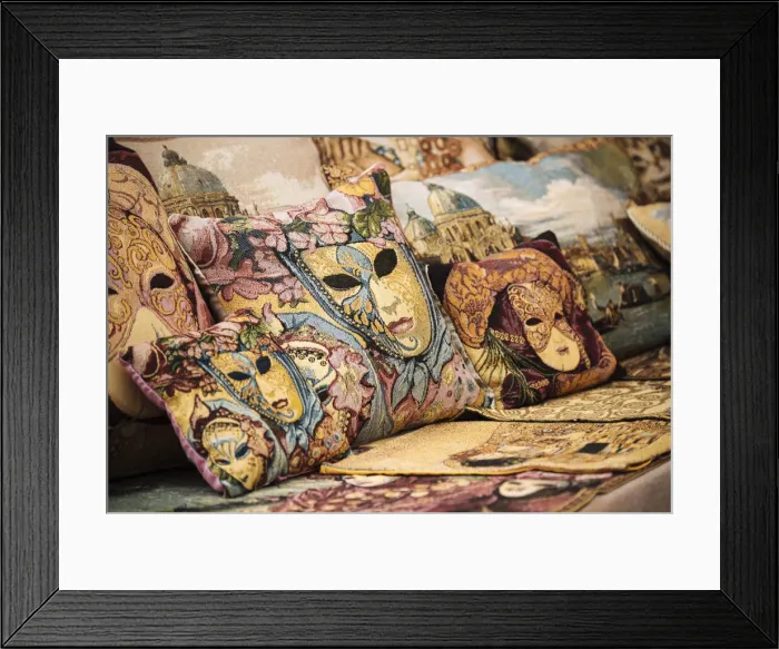 Framed Print : Cushions with Venetian design on display, Burano, Veneto Province, Italy, Europe Framed Print : Cushions with Venetian design on display, Burano, Veneto Province, Italy, Europe