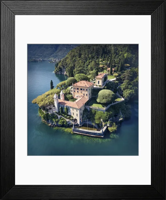 Framed Print : Aerial view of Villa del Balbianello. Como Lake. Italy Framed Print : Aerial view of Villa del Balbianello. Como Lake. Italy