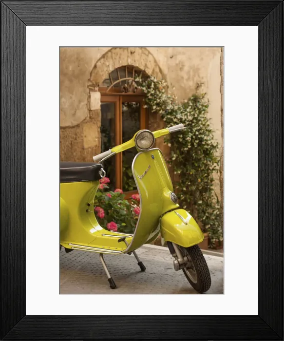 Framed Print : Vespa 50 in Pitigliano town, Tuscany. Italy Framed Print : Vespa 50 in Pitigliano town, Tuscany. Italy