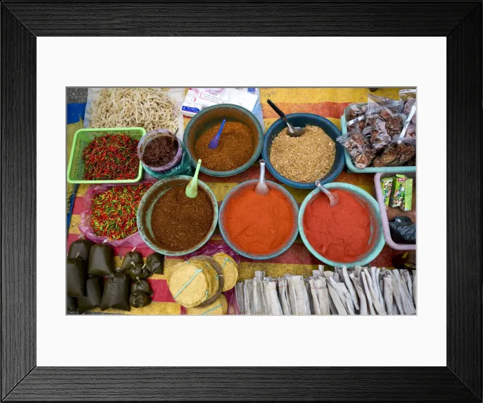 Framed Print : Groceries at Morning Market, Luang Prabang, Laos, Indochina, Asia Framed Print : Groceries at Morning Market, Luang Prabang, Laos, Indochina, Asia