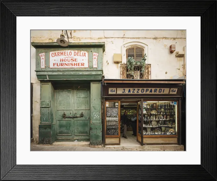 Framed Print : Facades of traditional shops, Valletta, Malta