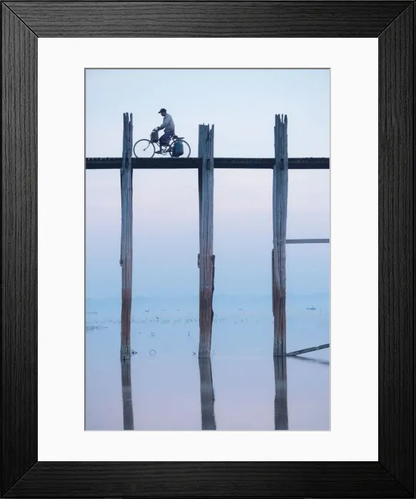 Framed Print : View of U-Bein Bridge at Dawn, Amarapura, Mandalay, Mandalay Region, Myanmar Framed Print : View of U-Bein Bridge at Dawn, Amarapura, Mandalay, Mandalay Region, Myanmar