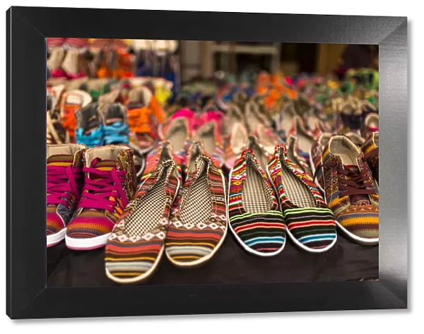 Shoe stall, Pisac Textiles Market, Sacred Valley, Peru