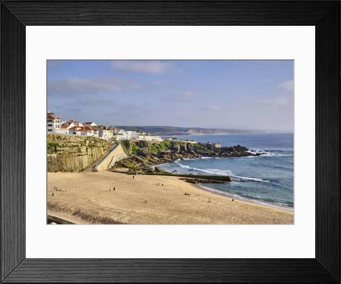 Framed Print : The beach and village of Ericeira overlooking the Atlantic Ocean. Portugal Framed Print : The beach and village of Ericeira overlooking the Atlantic Ocean. Portugal