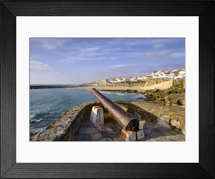 Framed Print : The 18th century cannons that protected the village of Ericeira against the north african Framed Print : The 18th century cannons that protected the village of Ericeira against the north african