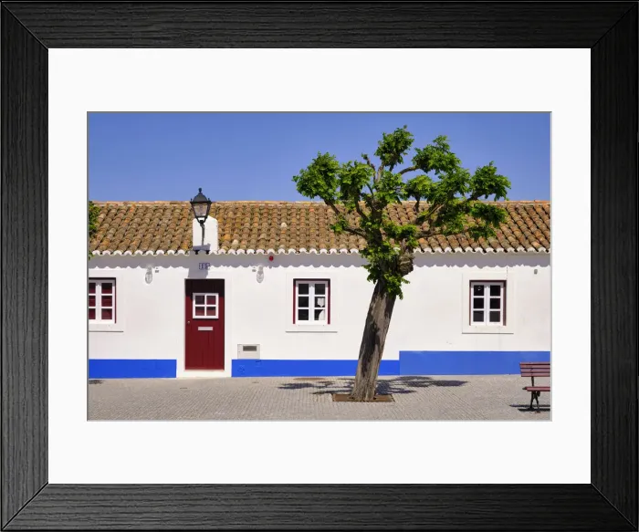 Framed Print : Traditional alentejan houses in the main square of Porto Covo. Sines, Portugal Framed Print : Traditional alentejan houses in the main square of Porto Covo. Sines, Portugal
