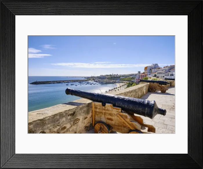 Framed Print : The 18th century cannons that protected the village of Sines against the north african Framed Print : The 18th century cannons that protected the village of Sines against the north african