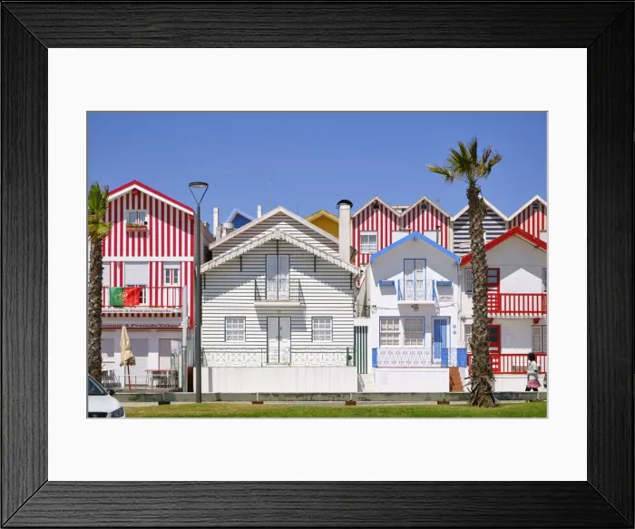 Framed Print : Traditional houses of Costa Nova. Aveiro, Portugal Framed Print : Traditional houses of Costa Nova. Aveiro, Portugal