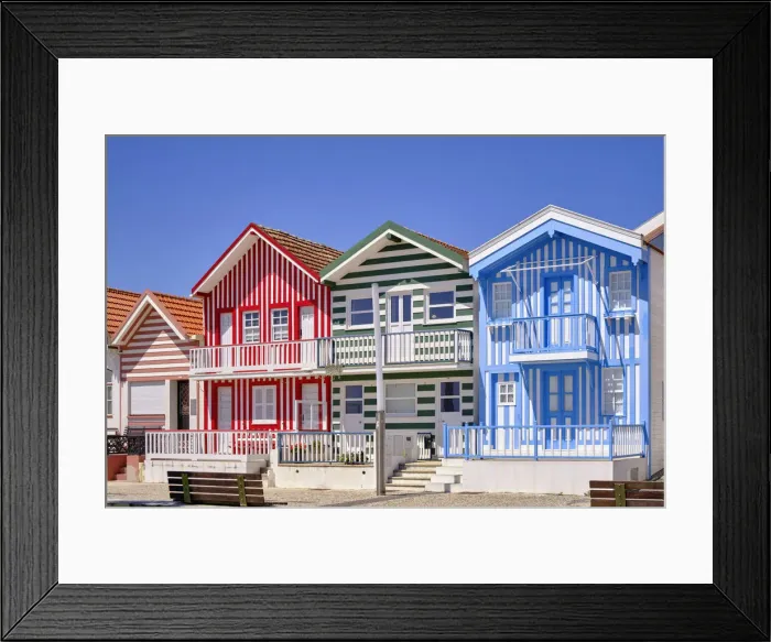Framed Print : Traditional houses of Costa Nova. Aveiro, Portugal Framed Print : Traditional houses of Costa Nova. Aveiro, Portugal
