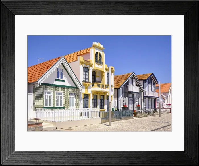 Framed Print : Traditional houses of Costa Nova. Aveiro, Portugal