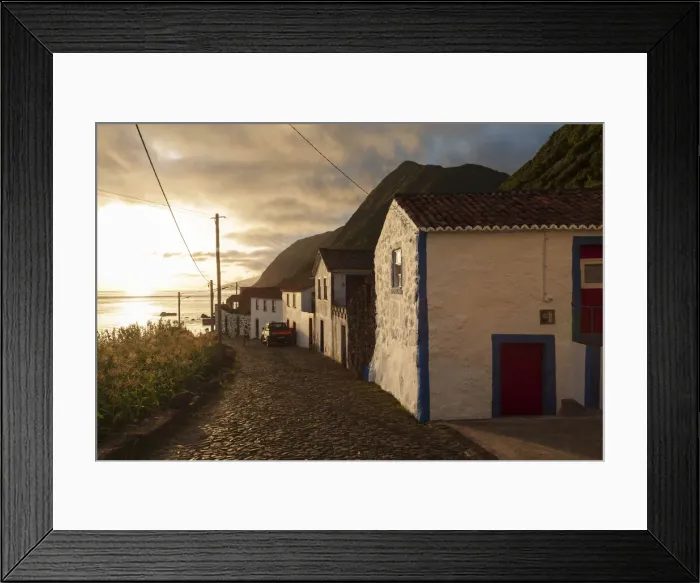 Framed Print : FajA£de SA£o JoA£os village in Sao Jorge Island. Azores