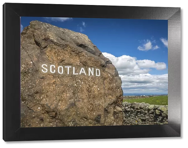 England  /  Scotland boundary stone on the A68, Jedburgh, Scotish Borders, Scotland