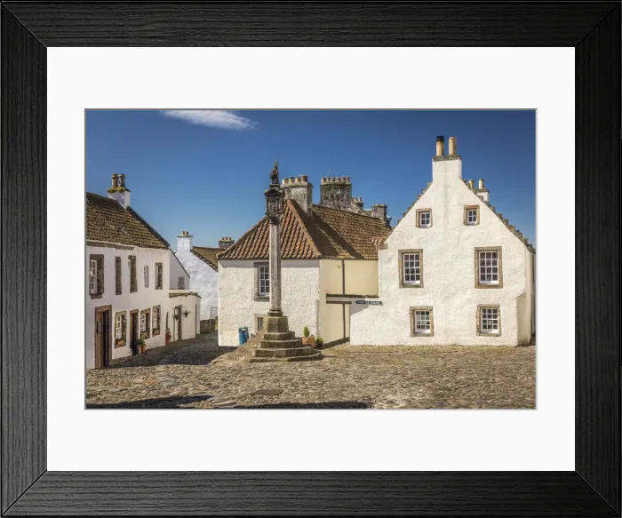 Framed Print : Historic market square with market cross in the village of Culross, Fife, Scotland Framed Print : Historic market square with market cross in the village of Culross, Fife, Scotland