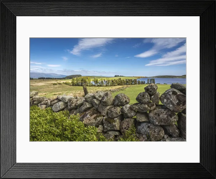 Framed Print : Field stone wall at Loch Coulter south of Stirling, Stirling, Scotland, Great Britain