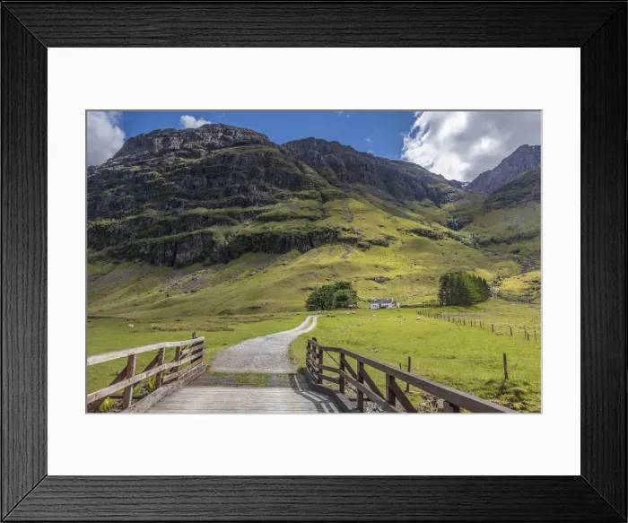 Framed Print : Bridge to Lonely Yard in Glencoe, Highlands, Scotland, Great Britain Framed Print : Bridge to Lonely Yard in Glencoe, Highlands, Scotland, Great Britain