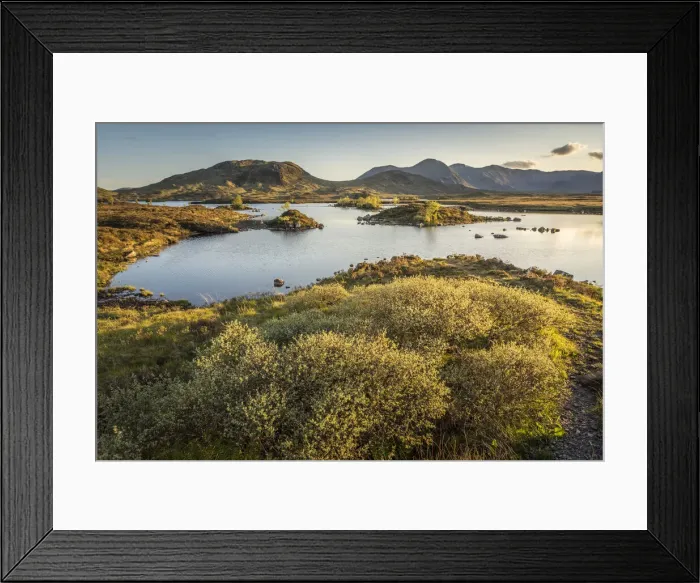 Framed Print : Evening light on Lochan na h-Achlaise, Rannoch Moor, Aryll and Bute, Scotland Framed Print : Evening light on Lochan na h-Achlaise, Rannoch Moor, Aryll and Bute, Scotland